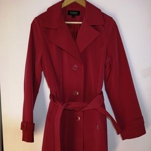 STUDIO LIZ CLAIBORNE RED TRENCH COAT SIZE MEDIUM